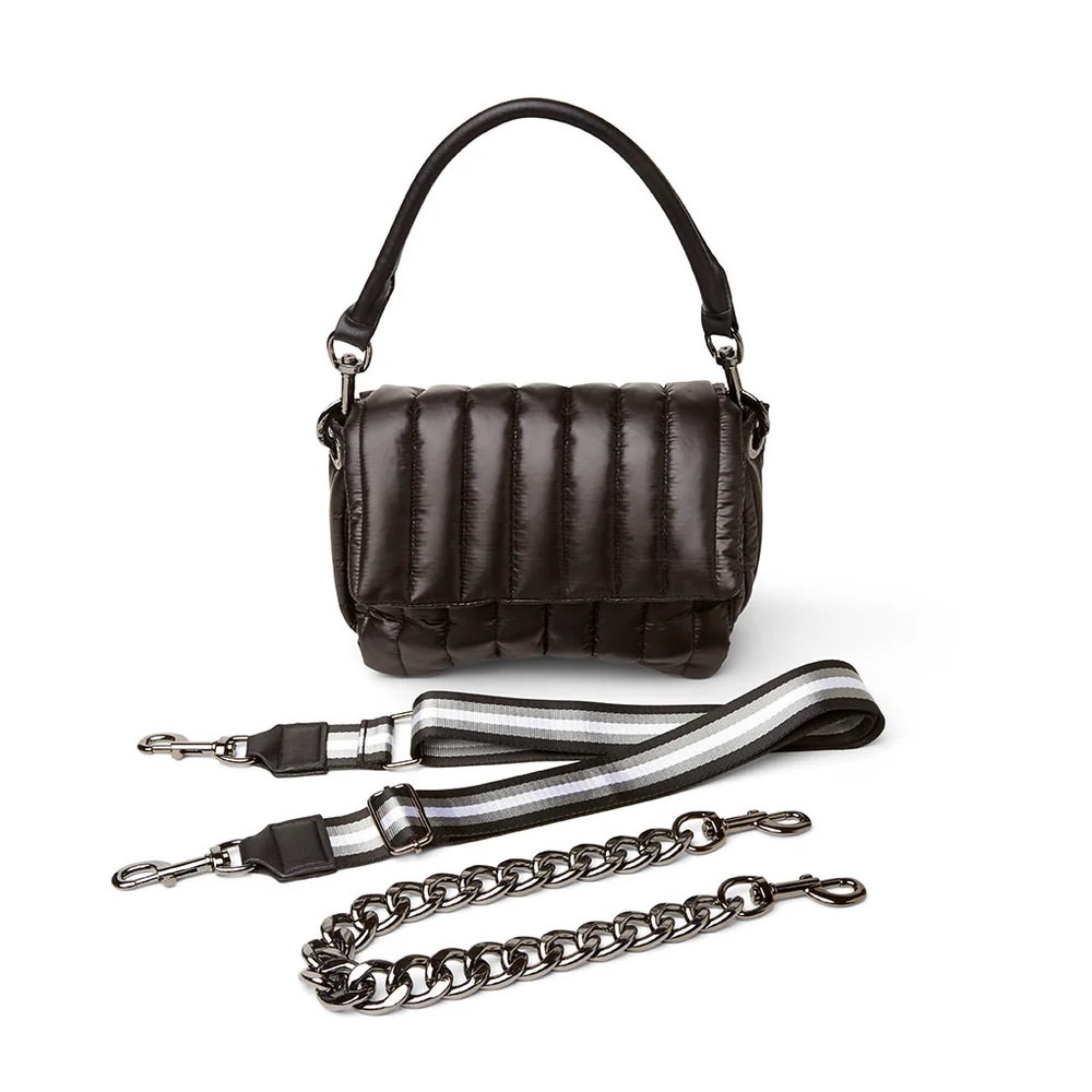 Think Rolyn black bar bag crossbody, shoulder, handbag puffer, chain